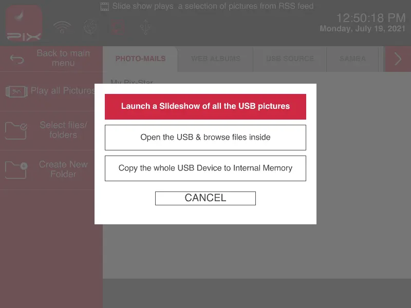 Pix-Star-USB-Popup-Menü